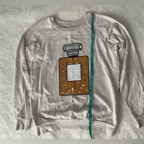 FREEZE Cream Sweater with Bedazzled Sequin Perfume Bottle - Picture 4 of 7